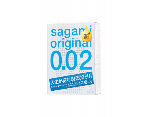 Презервативы Sagami, original 0.02, extra lub, полиуретан, 19 см, 3 шт.