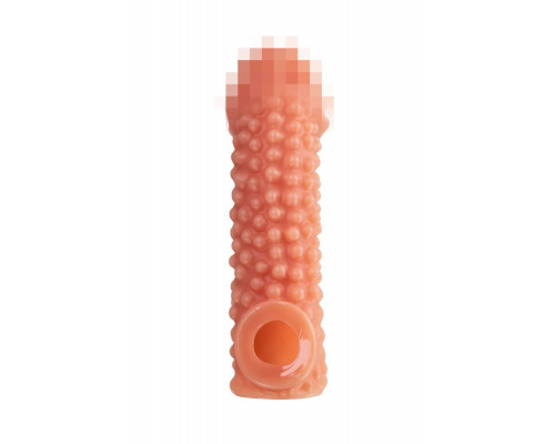 Насадка реалистичная KOKOS COCK SLEEVE 004-M с дополнительной стимуляцией, TPE, телесная, 15.6 см