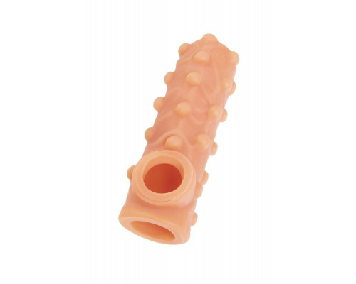 Насадка реалистичная KOKOS NUDE SLEEVE с дополнительной стимуляцией, TPE, телесная, 14 см