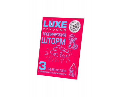 Презервативы Luxe, конверт «Тропический шторм», латекс, тропические фрукты, 18 см, 5,2 см, 3 шт.