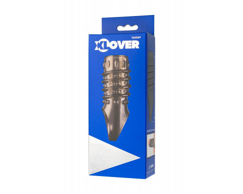 Насадка на пенис сквозная XLover by TOYFA, TPE, черный прозрачный, 10,5 см