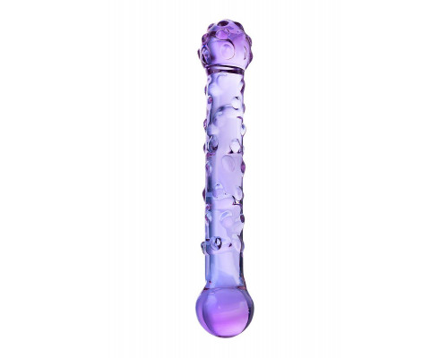 Двусторонний фаллоимитатор Sexus Glass, стекло, фиолетовый, 19,5 см