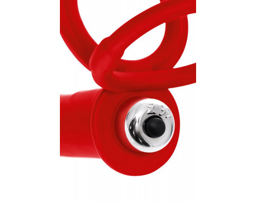 Насадка на пенис для двойного проникновения Black&Red by TOYFA, силикон, красный, 19 см