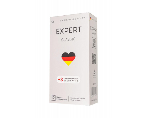 Презервативы EXPERT Classic Germany 12шт +(3 бесплатно)., классические