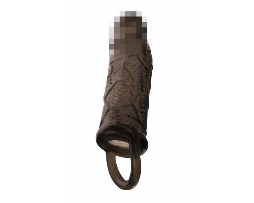 Насадка Toyfa XLover, для увеличения размера с кольцом, TPE, черная, 14,5 см