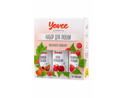 Набор гелей-смазок Yovee для любви (721002+721004+721008), вкус (малина+клубн+клубника/дыня), 3х50мл