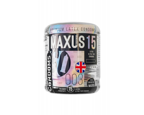 Презервативы Maxus, тонкие, латекс, железный кейс, 18 см, 5,3 см, 15 шт.