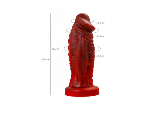 Вибратор Black&Red by TOYFA Monster Saur, силикон, красно-черный, 21,7 см