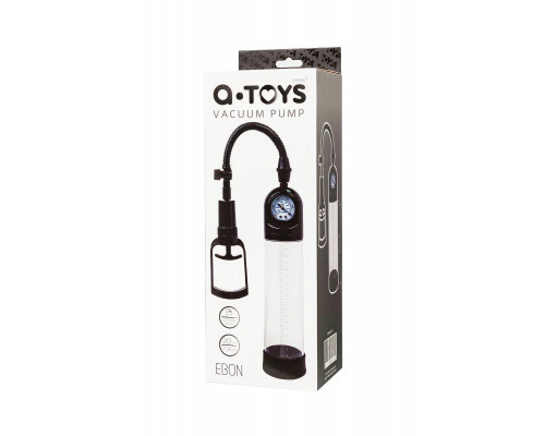 Помпа для пениса с монометром A-Toys by TOYFA Ebon, силикон, прозрачный, 20 см
