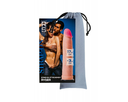 Насадка для страпона RealStick Strap-On Ryder, TPR, телесный, 17,9 см