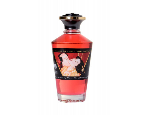Масло массажное для тела Shunga «Клубника и шампанское»Sparkling Strawberry Wine,разогревающее,100мл