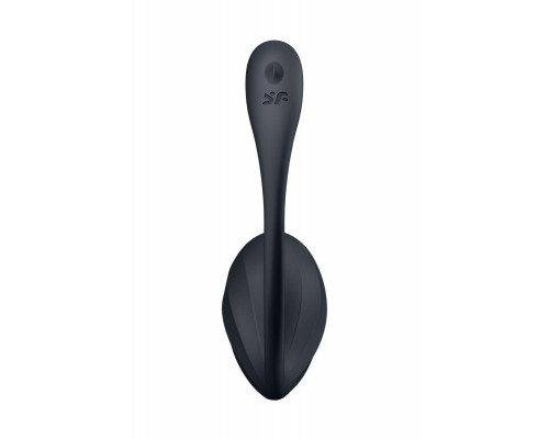 Виброяйцо Satisfyer Ribbed Petal Connect App с пультом ДУ, черное, 7,8 см