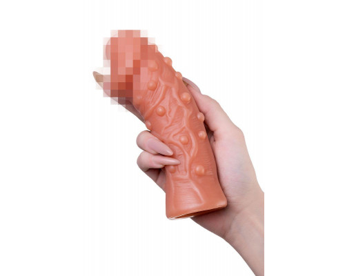 Насадка реалистичная KOKOS PENIS SLEEVE с дополнительной стимуляцией, TPE, телесная, 16.5 см