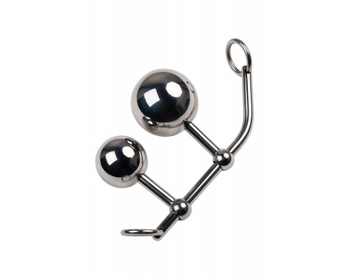Стринги TOYFA Metal с двумя шарами, серебряные