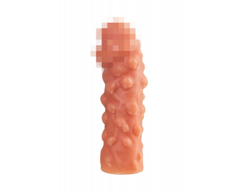 Насадка реалистичная KOKOS PENIS SLEEVE с дополнительной стимуляцией, TPE, телесная, 16.5 см
