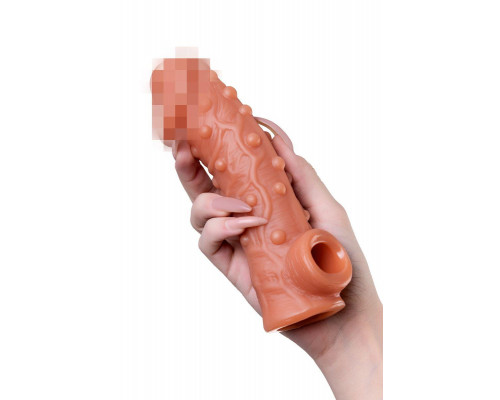 Насадка реалистичная KOKOS COCK SLEEVE 002-L с дополнительной стимуляцией, TPE, телесная, 17.6 см