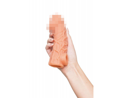 Насадка реалистичная KOKOS COCK SLEEVE 006-L с дополнительной стимуляцией, TPE, телесная, 15.6 см