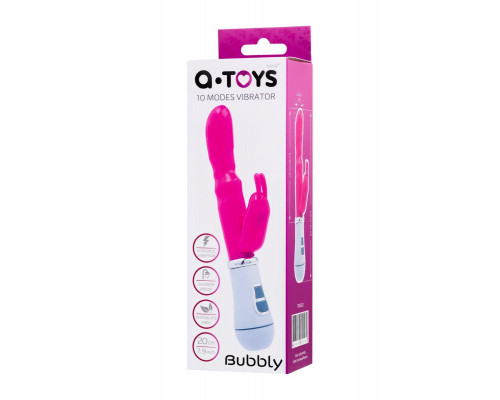 Вибратор с клиторальным стимулятором A-Toys by TOYFA Bubbly, TPE, розовый, 20 см