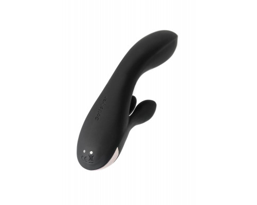 Вибратор с клиторальным стимулятором Satisfyer Double Flex Connect App, черный, силикон, 20 см
