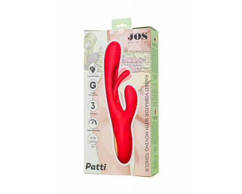 Виброкролик с двигающимся язычком JOS Patti, силикон, красный, 24 см