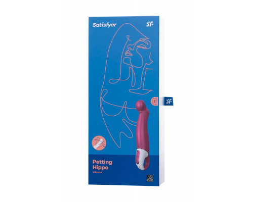Нереалистичный вибратор Satisfyer Petting Hippo, силикон, малиновый, 22,9 см.