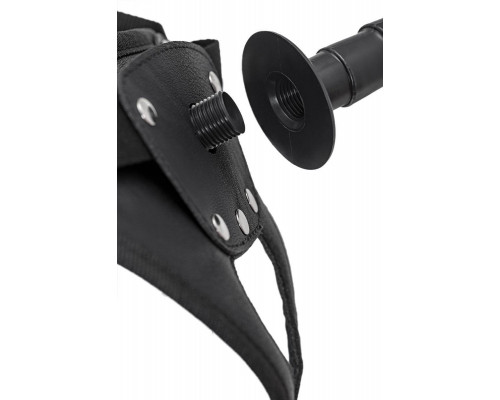 Трусики для страпона RealStick Strap-On Onyx, экокожа, черные