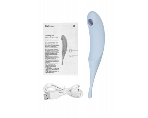 Точечный вибратор с вакуумной стимуляцией Satisfyer Twirling Pro, силикон, голубой, 20 см