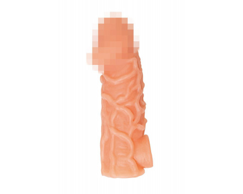 Насадка реалистичная KOKOS COCK SLEEVE 006-L с дополнительной стимуляцией, TPE, телесная, 15.6 см