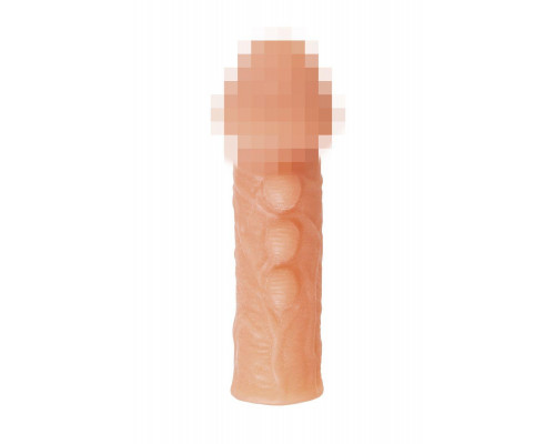 Насадка реалистичная KOKOS COCK SLEEVE 008-S с дополнительной стимуляцией, TPE, телесная, 13.8 см