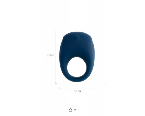 Эрекционное кольцо на пенис Satisfyer Strong One Connect App, силикон, синий, 7 см.