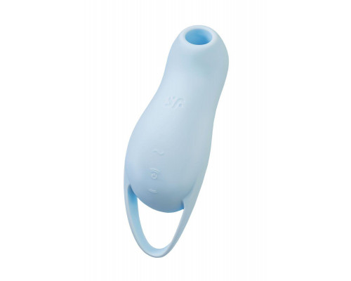 Вакуум-волновой стимулятор клитора с вибрацией Satisfyer Pocket Pro 1, силикон, голубой, 13,9 см