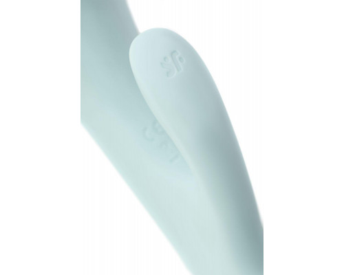 Нереалистичный вибратор Satisfyer Triple Oh, силикон, голубой, 24 см