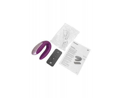 Стимулятор для пар Satisfyer Double Fun Connect App, с пультом ДУ, силикон, фиолетовый, 9 см