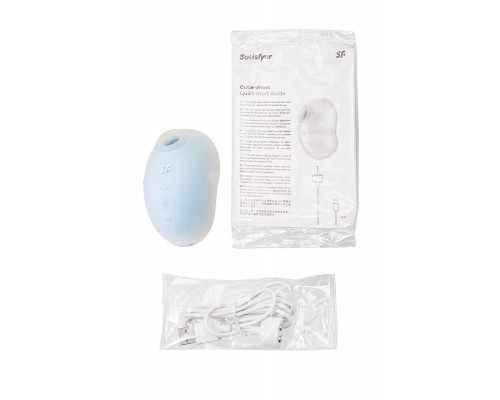 Вакуум-волновой стимулятор клитора с вибрацией Satisfyer Cutie Ghost, силикон, голубой, 9,1 см