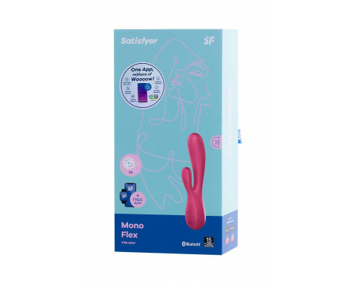 Нереалистичный вибратор Satisfyer Mono Flex Connect App, силикон, красный, 20,4 см.