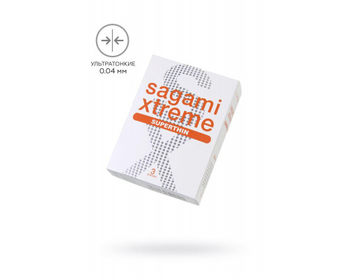 Презервативы Sagami, xtreme, 0.04, латекс, 19 см, 5,4 см, 3 шт.