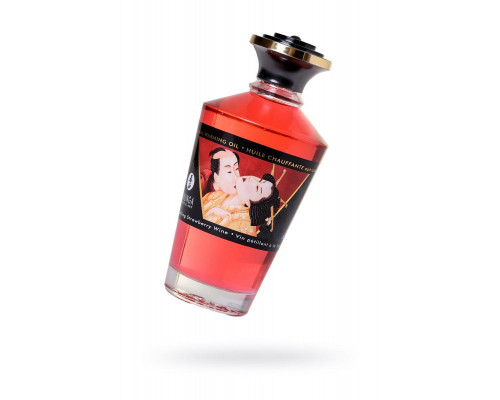 Масло массажное для тела Shunga «Клубника и шампанское»Sparkling Strawberry Wine,разогревающее,100мл