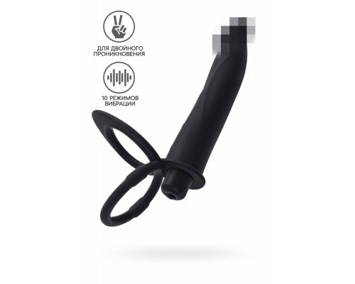 Насадка на пенис для двойного проникновения Black&Red by TOYFA, силикон, чёрный, 19 см