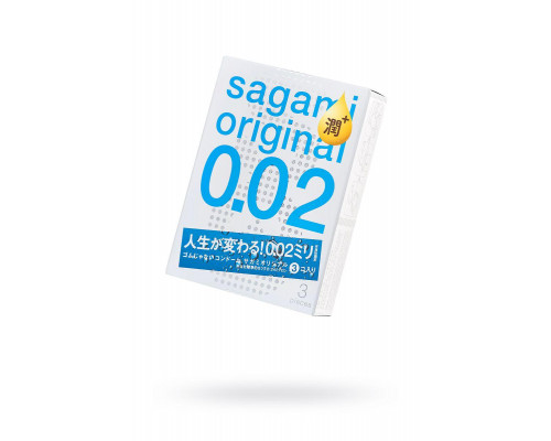 Презервативы Sagami, original 0.02, extra lub, полиуретан, 19 см, 3 шт.