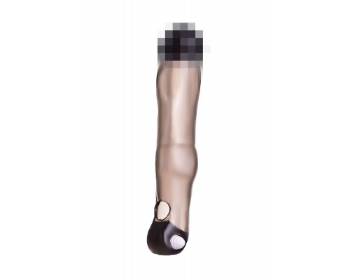 Насадка на пенис с вибрацией XLover by TOYFA, TPE, черный прозрачный, 19,4 см