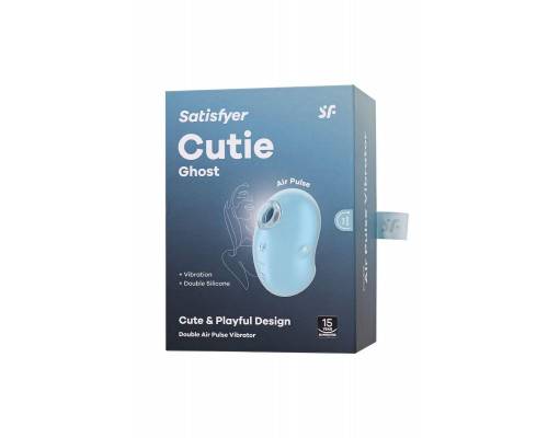 Вакуум-волновой стимулятор клитора с вибрацией Satisfyer Cutie Ghost, силикон, голубой, 9,1 см