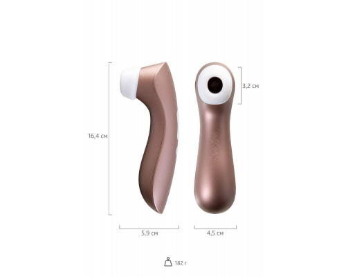 Вакуум-волновой стимулятор клитора Satisfyer Pro 2+, силикон, розовое золото, 15 см