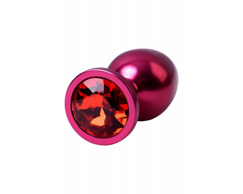 Анальная втулка Metal by TOYFA, металл, красная, с красным кристаллом, 8,2 см, Ø3,4 см, 85 г