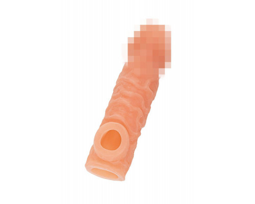 Насадка реалистичная KOKOS COCK SLEEVE 007-L с дополнительной стимуляцией, TPE, телесная, 15.6 см