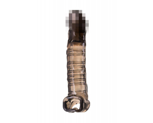 Насадка на пенис XLover by TOYFA, для увеличения размера, TPE, черный, прозрачный, 22.5 см