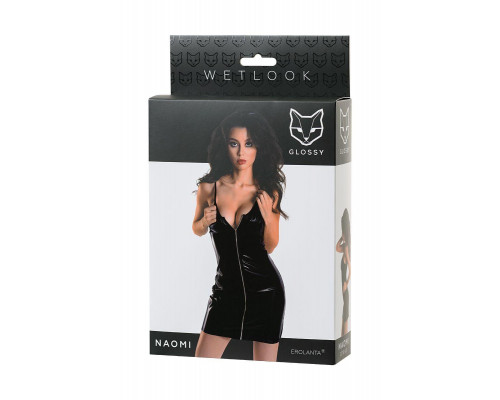 Платье Glossy Naomi из материала Wetlook, черное, XL