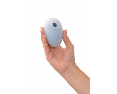 Вакуум-волновой стимулятор клитора с вибрацией Satisfyer Cutie Ghost, силикон, голубой, 9,1 см