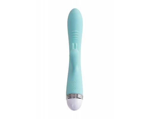Вибратор с клиторальным стимулятором Flovetta IRIS, силикон, голубой, 22 см