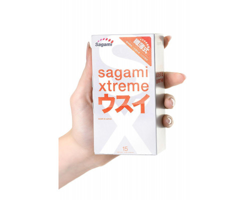 Презервативы Sagami, xtreme, 0.04, латекс, 19 см, 5,4 см, 15 шт.
