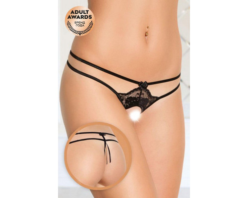 Стринги открытые с двойной резинкой SoftLine Collection, черный, S/L